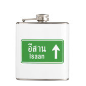 Isaan Ahead ⚠ Thai Highway Traffic Sign ⚠ Heupfles (Voorkant)