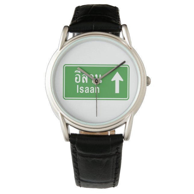 Isaan Ahead ⚠ Thai Highway Traffic Sign ⚠ Horloge (Voorkant)