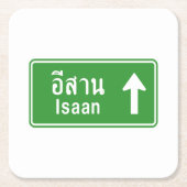 Isaan Ahead ⚠ Thai Highway Traffic Sign ⚠ Kartonnen Onderzetters (Voorkant)