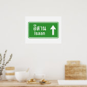 Isaan Ahead ⚠ Thai Highway Traffic Sign ⚠ Poster (Keuken)