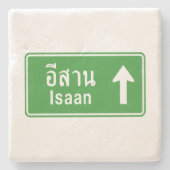 Isaan Ahead ⚠ Thai Highway Traffic Sign ⚠ Stenen Onderzetter (Voorkant)