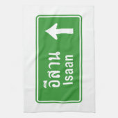 Isaan Ahead ⚠ Thai Highway Traffic Sign ⚠ Theedoek (Verticaal)