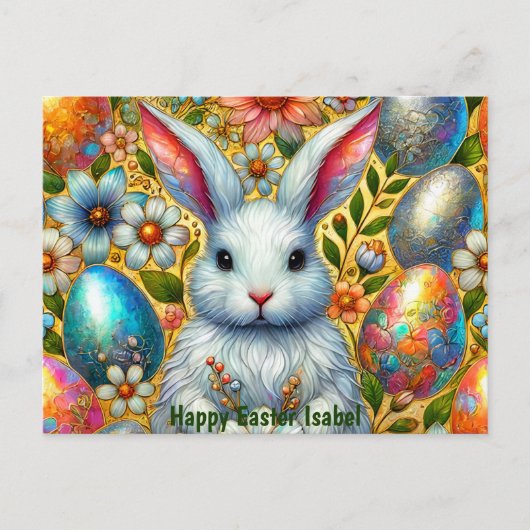 ISABEL ~ HAPPY EASTER BUNNY GREETING ~  FEESTDAGENKAART (Voorkant)