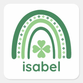 isabel Name Clover Boho Rainbow Vierkante Sticker