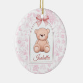 Isabella | Aangepaste Roze Teddybeer Nursery Desig Keramisch Ornament (Rechts)
