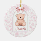Isabella | Aangepaste Roze Teddybeer Nursery Desig Keramisch Ornament (Voorkant)