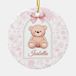 Isabella Aangepaste Roze Teddybeer Nursery Desig Keramisch Ornament