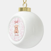 Isabella | Aangepaste Roze Teddybeer Nursery Desig Keramische Bal Ornament (Rechts)