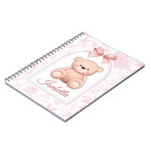 Isabella | Aangepaste Roze Teddybeer Nursery Desig Notitieboek (Linkerzijde)