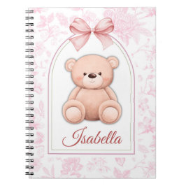 Isabella | Aangepaste Roze Teddybeer Nursery Desig Notitieboek
