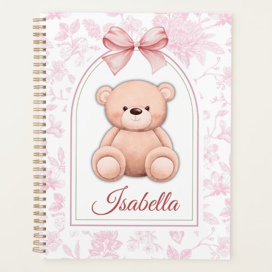 Isabella | Aangepaste Roze Teddybeer Nursery Desig Planner (Voorkant)