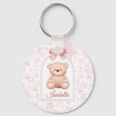 Isabella | Aangepaste Roze Teddybeer Nursery Desig Sleutelhanger (Voorkant)
