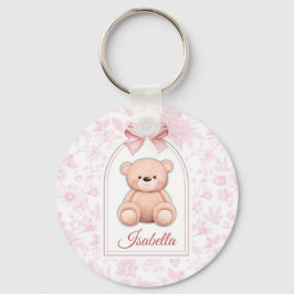 Isabella | Aangepaste Roze Teddybeer Nursery Desig Sleutelhanger
