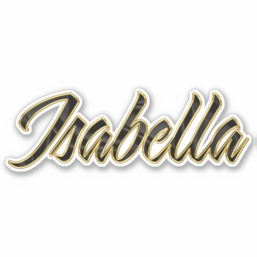 Isabella black gold Lettering Aufkleber Sticker (Voorkant)