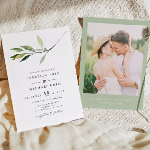 ISABELLA Classic Elegant Minimal Greenery Wedding Kaart