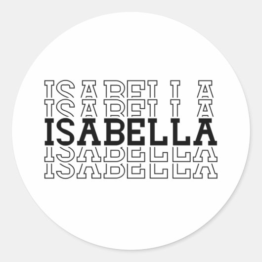 Isabella Custom Meisje Gestapeld Naam Ronde Sticker (Voorkant)