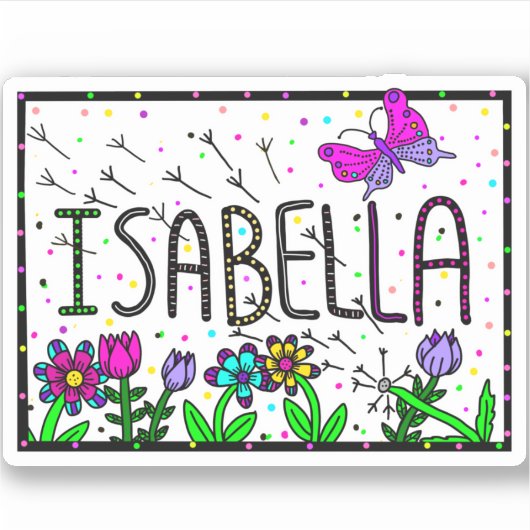 Isabella - De naam Isabella speelse tekening Sticker (Voorkant)