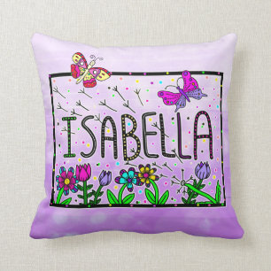 Isabella - de naam Isabella Whimsical-tekening Kussen