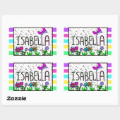 Isabella - de naam Isabella Whimsical-tekening Rechthoekige Sticker (Vel)