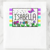 Isabella - de naam Isabella Whimsical-tekening Rechthoekige Sticker (Tas)