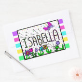 Isabella - de naam Isabella Whimsical-tekening Rechthoekige Sticker (Envelop)