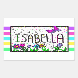 Isabella - de naam Isabella Whimsical-tekening Rechthoekige Sticker