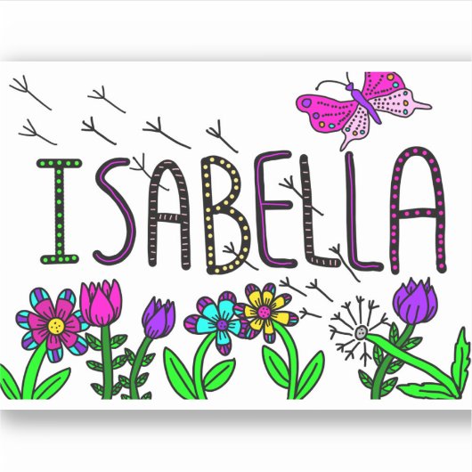 Isabella - de naam Isabella Whimsical-tekening Sticker (Voorkant)
