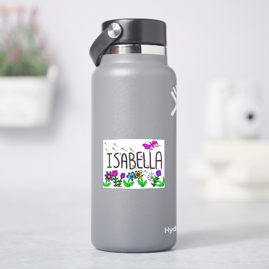 Isabella - de naam Isabella Whimsical-tekening Sticker (HydroFlask)