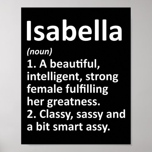 Isabella Definitie Persoonlijke Naam Grappig Kerst Poster (Voorkant)
