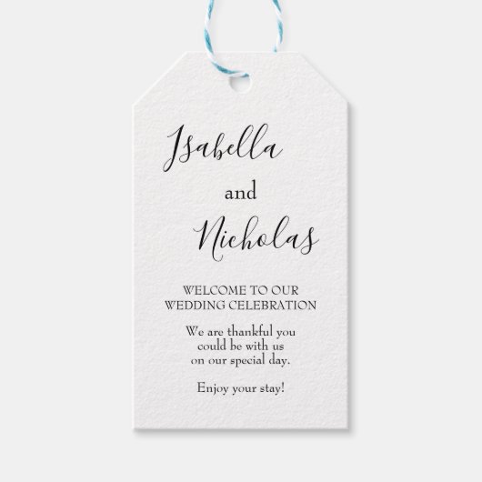 Isabella Eenvoudige Moderne Welkom Bruiloft Cadeaulabel (Voorkant)