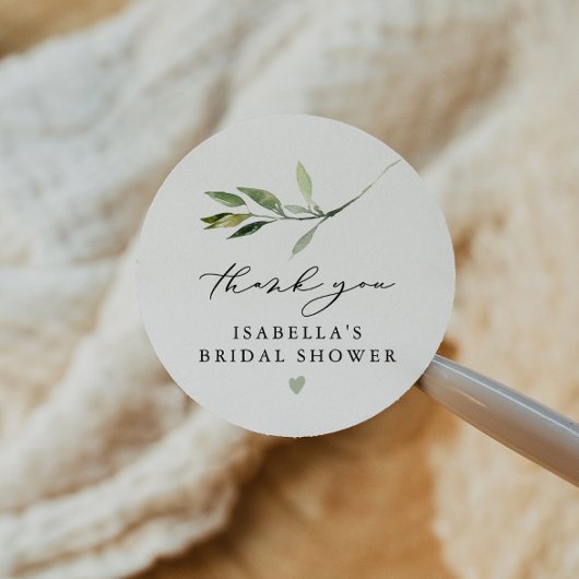 ISABELLA Elegant Boho Greenery Leaf Vrijgezellenfe Ronde Sticker