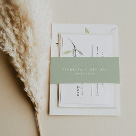 ISABELLA Elegant Light Pastel Green Minimalist Uitnodigingen Wikkel