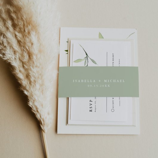 ISABELLA Elegant Light Pastel Green Minimalist Uitnodigingen Wikkel