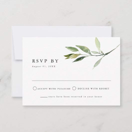 ISABELLA Elegant Minimal Greenery RSVP Briefkaart (Voorkant)