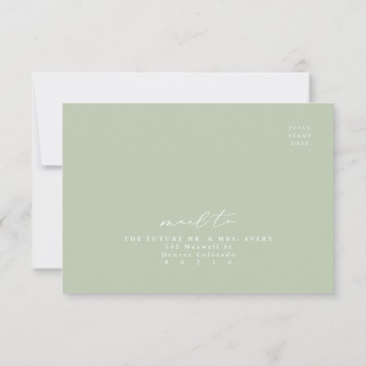 ISABELLA Elegant Minimal Greenery RSVP Briefkaart (Achterkant)
