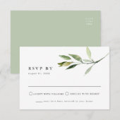 ISABELLA Elegant Minimal Greenery RSVP Briefkaart (Voorkant / Achterkant)