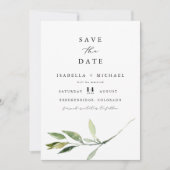ISABELLA Elegant Minimal Greenery Save the Date Kaart (Voorkant)