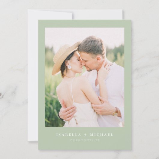 ISABELLA Elegant Minimal Greenery Save the Date Kaart (Achterkant)