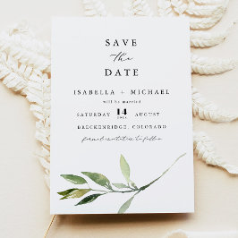 ISABELLA Elegant Minimal Greenery Save the Date Kaart