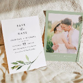 ISABELLA Elegant Minimal Greenery Save the Date Kaart