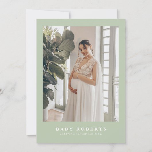 ISABELLA Elegant Minimalist Greenery Baby shower Kaart (Achterkant)