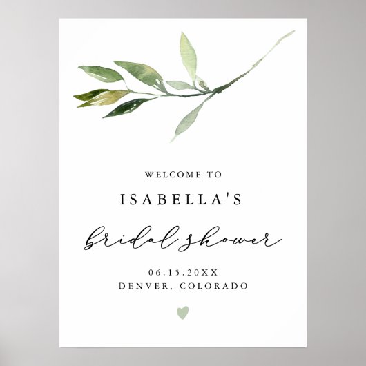 ISABELLA Elegante Groene Bruiloftfeest Welkom Poster (Voorkant)