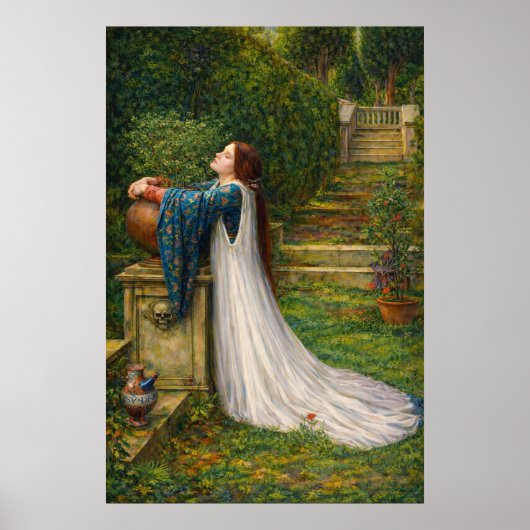 Isabella en de pot met basilicum van Waterhouse Poster (Voorkant)