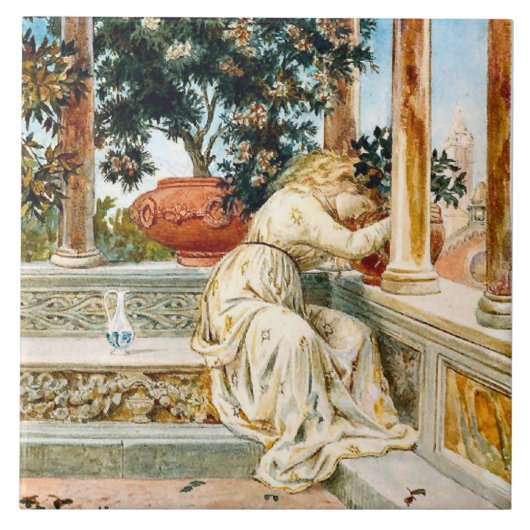 Isabella en de pot van basilicum door Meacci Tegeltje (Voorkant)