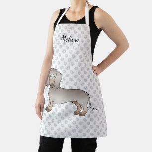 Isabella En Tan Kort Haar Dachshund Hond En Naam Schort