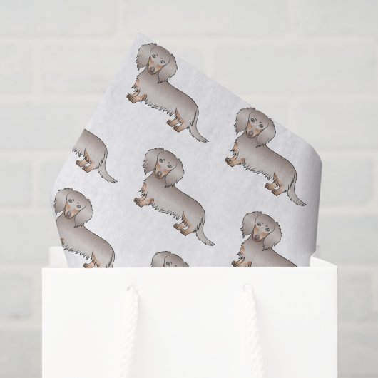 Isabella En Tan Lange Haren Dachshond Hond Patroon Tissuepapier (Cadeauzakje)