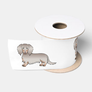 Isabella En Tan Lange Haren Dachshund Cartoon Hond Satijnen Lint