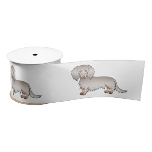 Isabella en Tan Long Hair Dachshund Cartoon Dogs Satijnen Lint