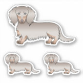 Isabella en Tan Long Hair Dachshund Cartoon Dogs Sticker (Voorkant)