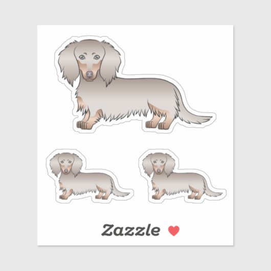 Isabella en Tan Long Hair Dachshund Cartoon Dogs Sticker (Vel)